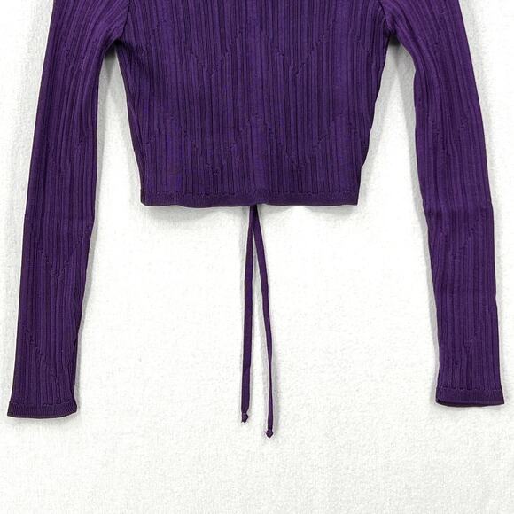 PAOLA BERNARDI Andressa Cropped Cardigan Small Purple Sparkle Knit Long Sleeve - Picture 7 of 12